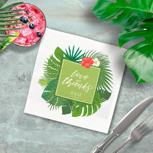 Guardanapo De Papel Obrigados de Casamento Tropical de Aquarela Verde