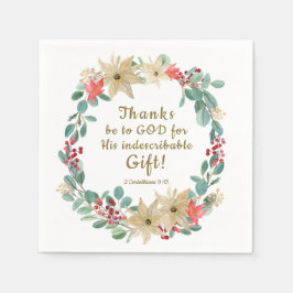 Guardanapo De Papel Obrigados de Wreath de Natal são para Deus Bíblia