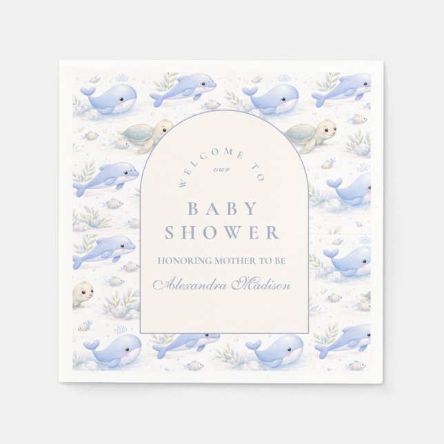 Guardanapo De Papel Ocean Animals Arch Elegant Baby Shower (Frente)