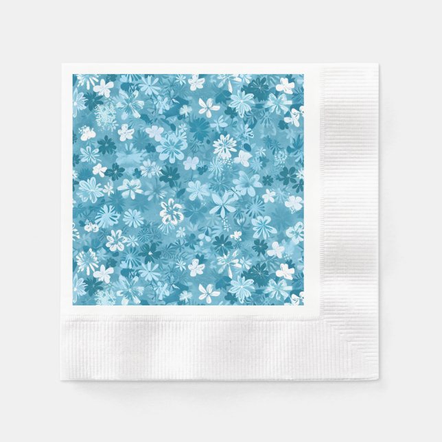 Guardanapo De Papel Ocean Breeze Floral Turquoise Botanical (Frente)