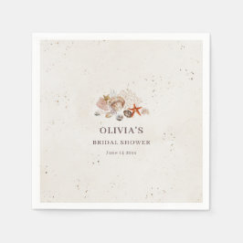 Guardanapo De Papel Ocean Seashells Beach Boho Coastal Bridal Shower