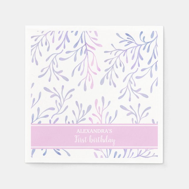 Guardanapo De Papel Ocean Smermaid Girl primeiro aniversario Sea Life  (Frente)