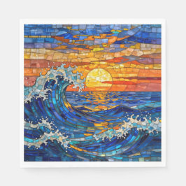 Guardanapo De Papel Oceanic Coastal Ocean Waves Sunset  