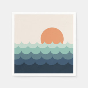 Guardanapo De Papel Oceano azul ondulado no pôr do sol