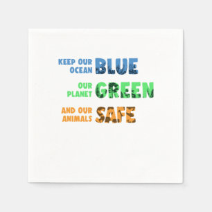 Guardanapo De Papel Oceano Planeta Terra Proteção Ambiental Animal