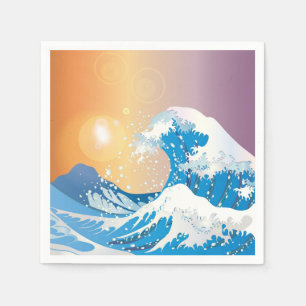 Guardanapo De Papel Oceano Sunset de Arte Onda Japonês