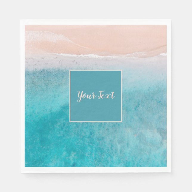 Guardanapo De Papel Oceano Turquoise Watercolor (Frente)
