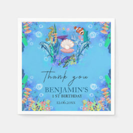 Guardanapo De Papel Oceanos Animais Selvagens Um Aniversário Nápoles