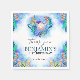 Guardanapo De Papel Oceanos Animais Selvagens Um Aniversário Nápoles