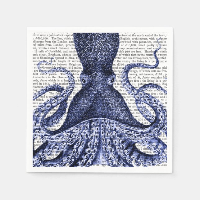 Guardanapo De Papel Octopus azul (Frente)