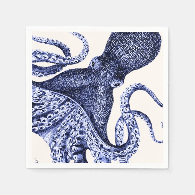 Guardanapo De Papel Octopus Azul Paisagem (Frente)