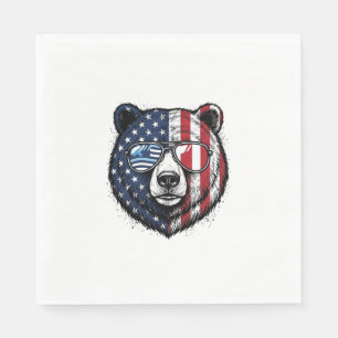 Guardanapo De Papel Óculos de Sol do Urso Patriota Camisa Vector Vinta