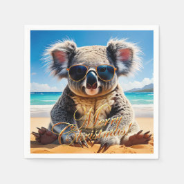 Guardanapo De Papel Óculos de sol Koala Praia Ensolarada Feliz Natal