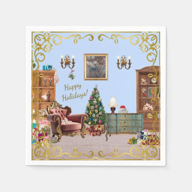 Guardanapo De Papel Ode para o Balé Nutcracker Azul (Frente)