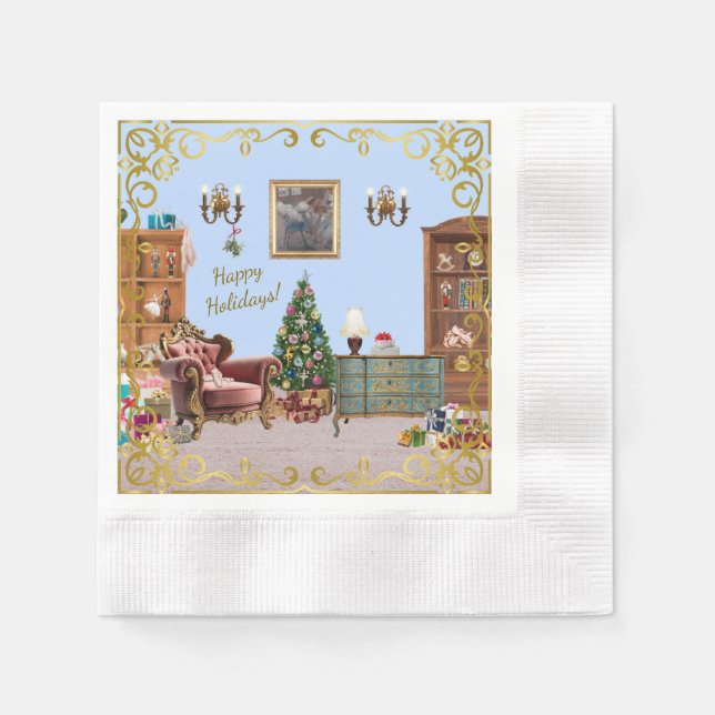 Guardanapo De Papel Ode para o Balé Nutcracker Azul (Frente)