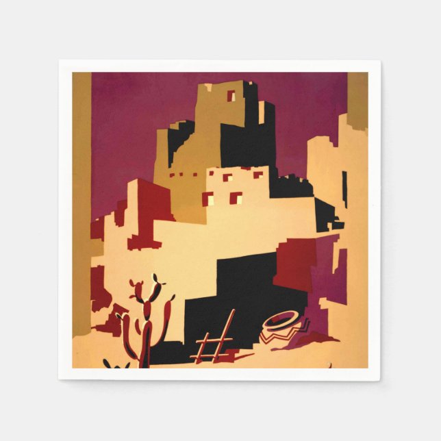 Guardanapo De Papel Oeste do Sudoeste Pueblo WPA Nacional (Frente)