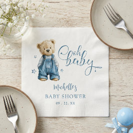 Guardanapo De Papel Oh Baby Azul Jean Baby Chuveiro de Bebê em Denim