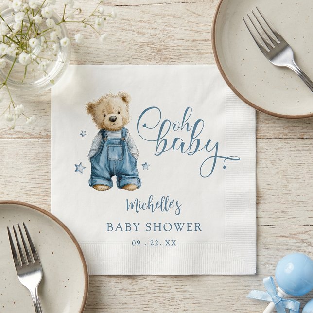 Guardanapo De Papel Oh Baby Blue Jean Baby Denim Baby Shower (Criador carregado)
