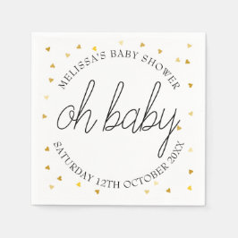 Guardanapo De Papel Oh Baby Chic Script Coração Dourado Chás de Bebê