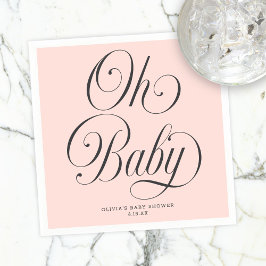 Guardanapo De Papel Oh Baby Elegant Script Blush Pink Girl Baby Shower