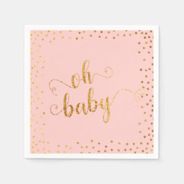Guardanapo De Papel Oh Baby Faux Gold Foil Confetti Blush3 Chá de fral
