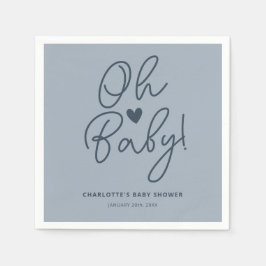 Guardanapo De Papel Oh Baby Modern Dusty Blue Boy Personalizado