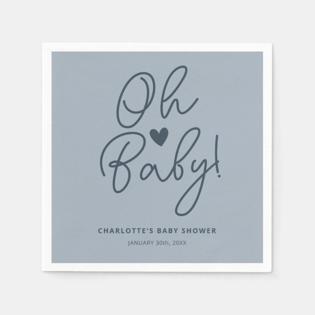 Guardanapo De Papel Oh Baby Modern Dusty Blue Boy Personalizado (Frente)