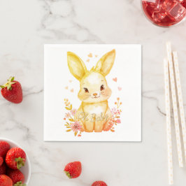 Guardanapo De Papel Oh Baby, Yellow Bunny Pastel Shower Party