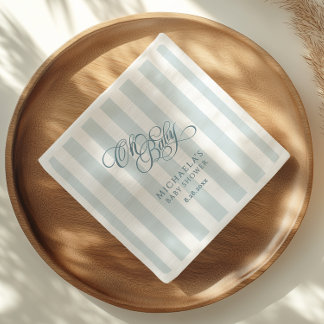 Guardanapo De Papel Oh Bebê Caligrafia Elegante e Listras Chá de Bebê