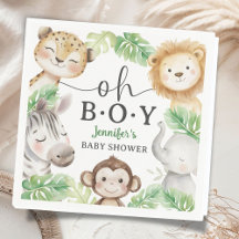 Oh Boy Jungle Baby Shower Safari Animais de Papel