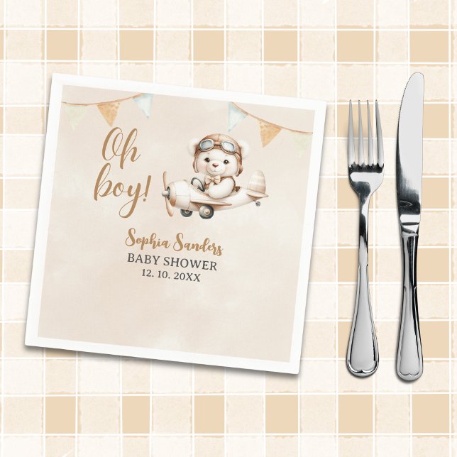 Guardanapo De Papel Oh Boy, Teddy Bear Baby shower boy (Criador carregado)