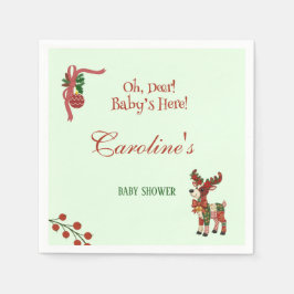 Guardanapo De Papel Oh, Deer! Baby’s Here! – Christmas Baby Shower