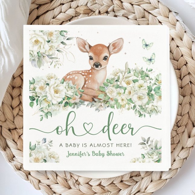 Guardanapo De Papel Oh Deer Baby Shower Gender Neutral Paper Napkin (Criador carregado)