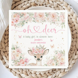 Guardanapo De Papel Oh Deer Baby Shower Girl Blush Pink Paper Napkin