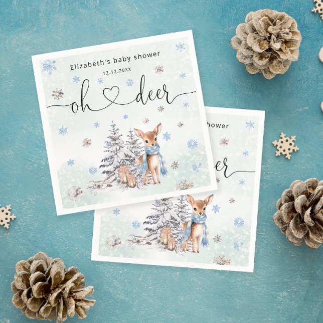 Guardanapo De Papel Oh Deer Woodland Blue Boy Chá de fraldas (Criador carregado)