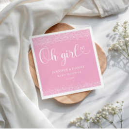Guardanapo De Papel Oh Girl Pink Ombre Confetti Heart Script