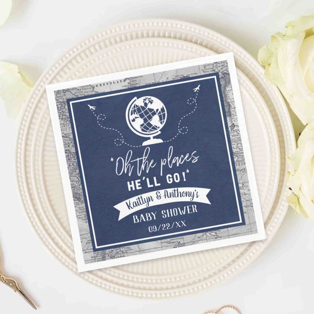 Guardanapo De Papel "Oh, Os Lugares Que Ele Vai!" Chá de fraldas de Ma (Criador carregado)