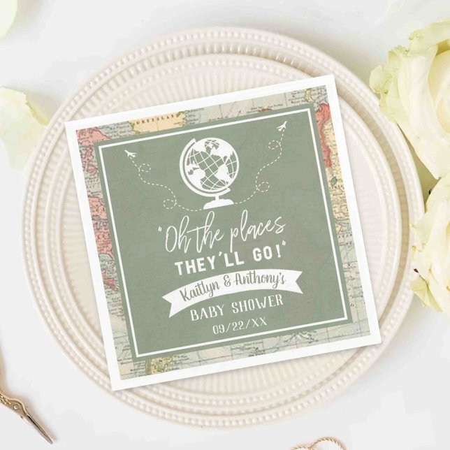 Guardanapo De Papel "Oh, os lugares que eles vão!" Chá de fraldas de M (Criador carregado)