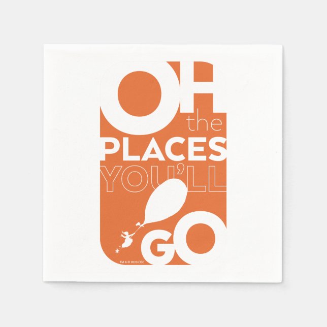 Guardanapo De Papel Oh, Os Lugares Que Você Vai! Tipegrafia Laranja (Frente)