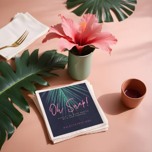 Guardanapo De Papel "Oh Snap" Neon Pink Script Retro Casamento Tropica