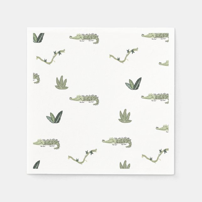 Guardanapo De Papel Oh Snap Swamp Crocodile Birthday Party (Frente)