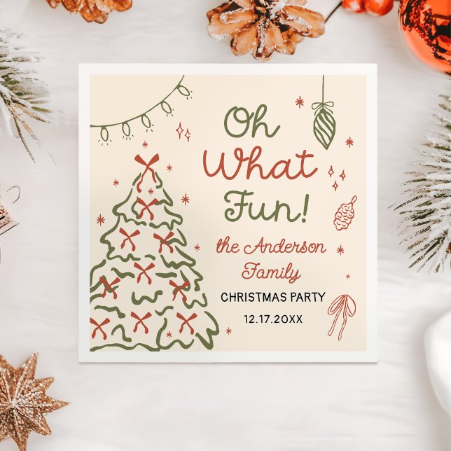 Guardanapo De Papel Oh What Fun Hand Drawn Christmas Holiday Party (Criador carregado)