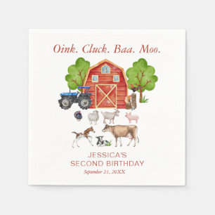 Guardanapo De Papel Oink Baa Quack Moo Cute Farm Animal Aniversário