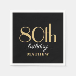 Guardanapo De Papel Oitenta 80 Festa de aniversário preto Dourado