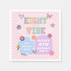 Guardanapo De Papel Oito É Uma Festa de aniversário Vibe Preppy Patch
