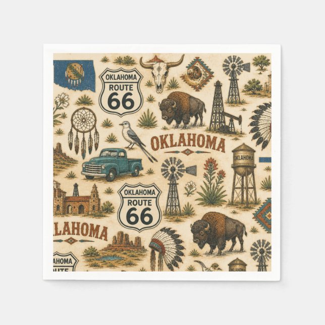 Guardanapo De Papel Oklahoma Route 66 Encontro de Mesa (Frente)