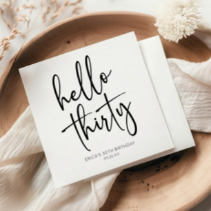Guardanapo De Papel Olá, 30, Partido aniversário de 30 anos Minimalist
