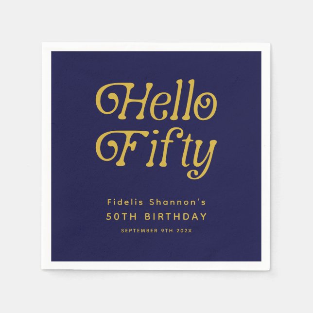 Guardanapo De Papel Olá 50 Retro 50ª Festa de aniversário (Frente)