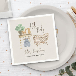 Guardanapo De Papel Olá Baby Boho Nursery Chá de fraldas Neutro
