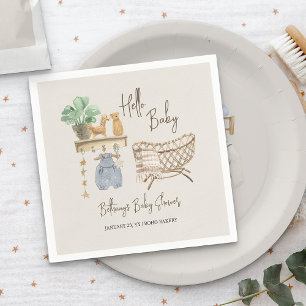 Guardanapo De Papel Olá Baby Boho Nursery Chá de fraldas Neutro
